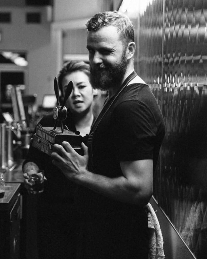 Chef Josh Gale working in a restaurant kitchen