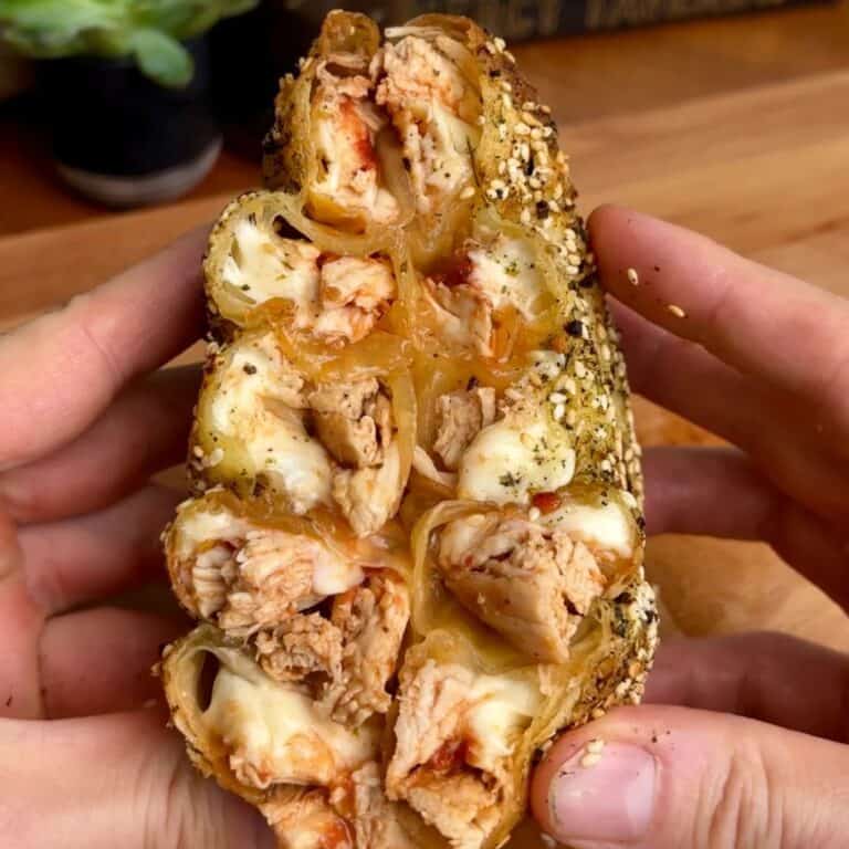 chicken parm rice paper spiral with sesame seeds