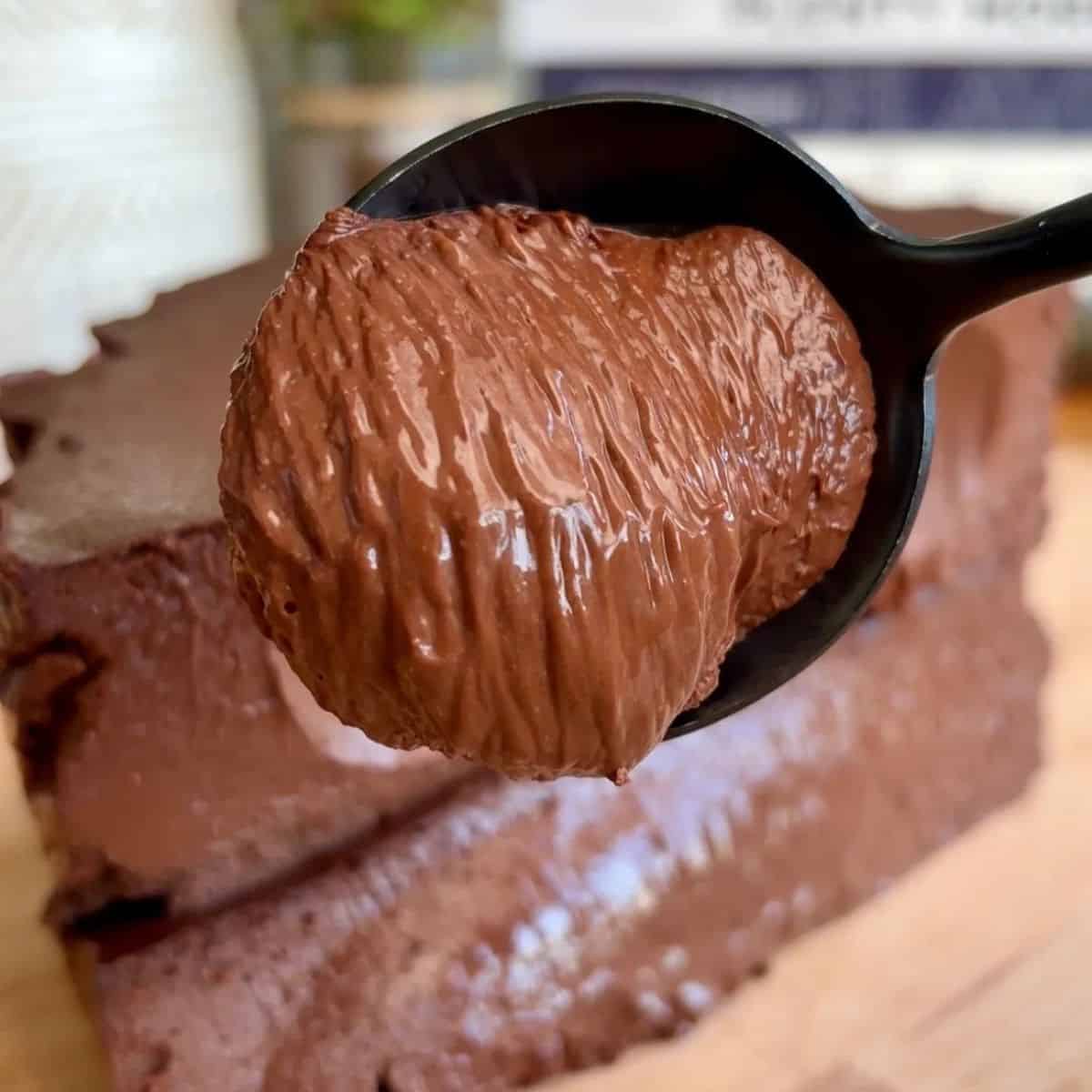 fudgy high protein chocolate cheesecake with fudgy middle