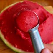 scoop of no churn watermelon sorbet