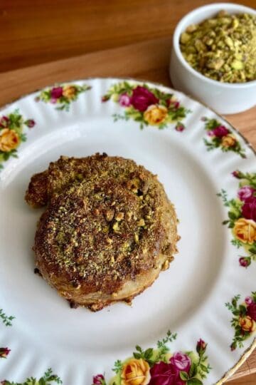 Pistachio baklava rice paper spiral with crushed pistachios