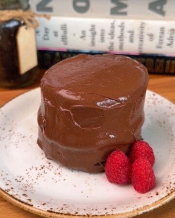 high protein chocolate cake on a plate
