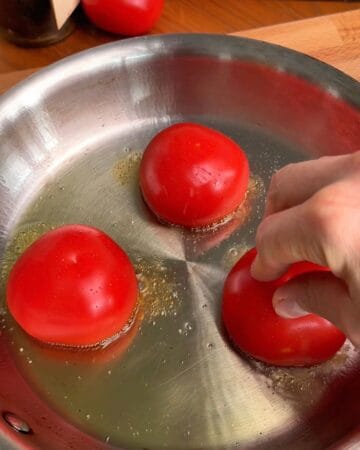 tomatoes in a frying pan