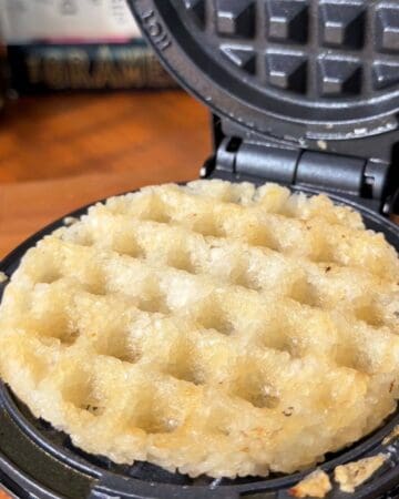 a rice waffle made in a mini waffle maker