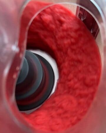 Blended watermelon chunks for a smooth sorbet
