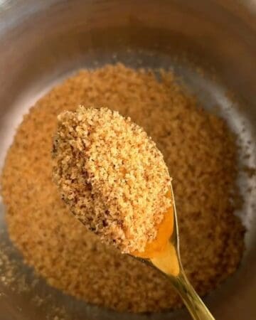 panko breadcrumbs toasting in butter in a small skillet until golden and crispy