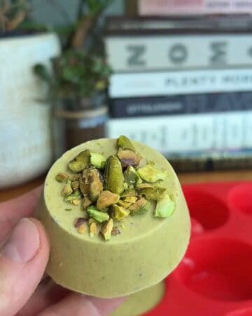 pistachio frozen yogurt cup popped out of silicone mold