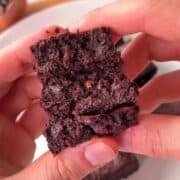 Delicious homemade chocolate protein brownies with a rich, fudgy texture and chocolate chips.