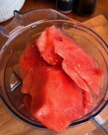 Juicy watermelon slices in a blender for watermelon jello